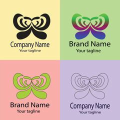 Excellent logo design with different designs of the same shape For business company. Color editable.
