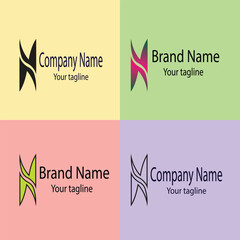 Excellent logo design with different designs of the same shape For business company. Color editable.