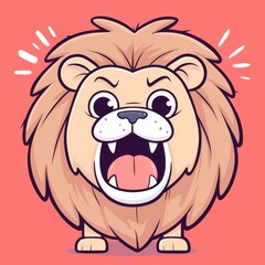 Obraz premium Cartoon Lion Roar, Cute Animal