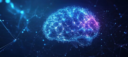 illustration of an abstract brain made up of neural networks and data points, symbolizing the AI's complex processing capabilities Generative AI