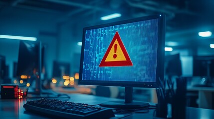 Office Computers Displaying a Blue Screen Error: System Crash and IT Failure