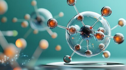 Molecular structure, scientific research, laboratory setting, abstract background, scientific illustration