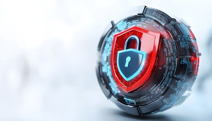 Fototapeta premium Digital Sphere Shows Cyber Security Protection