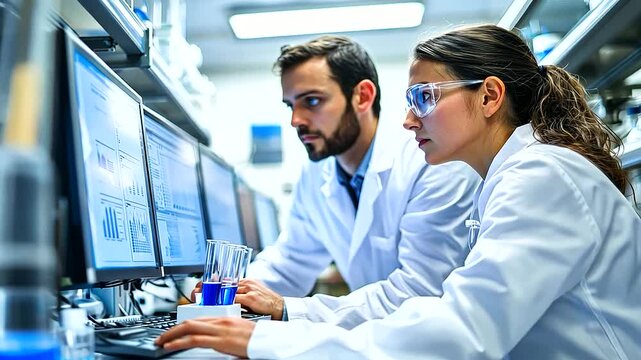 Innovative teamwork in a cutting-edge computer science research facility.