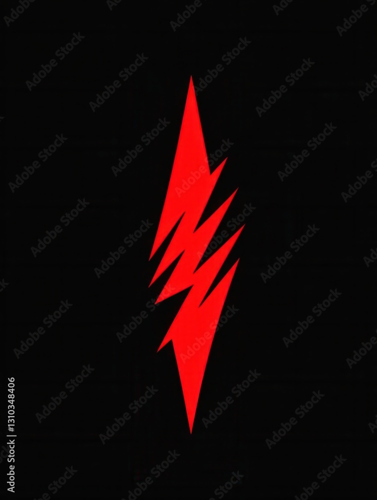 Poster striking minimalist design featuring a bold red lightning bolt on a contrasting black background for