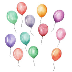 
Set of colorful watercolor balloons isolated on a white background, vector illustration