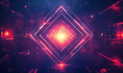 Abstract Neon Geometric Tunnel: Journey into the Digital Dimension