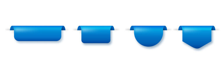 Blue ribbons and tags set. Sale labels isolated on background. Set sale tags. Ribbon sale banners. Vector Realistic. PNG