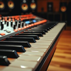 Music Production Studio with Synthesizer and Sound Equipment