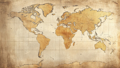 Sepia world map wallpaper with script and a distressed texture for an antique feel 
