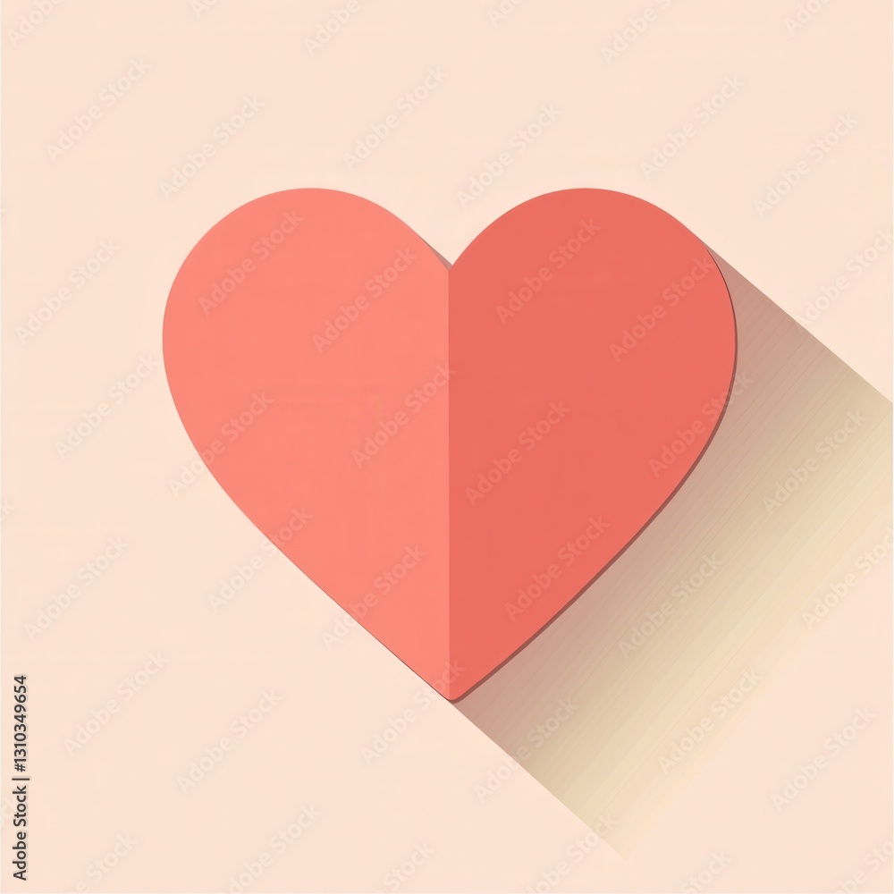 Aufkleber minimalist heart icon design with warm pink tones and soft shadows in flat style perfect for express