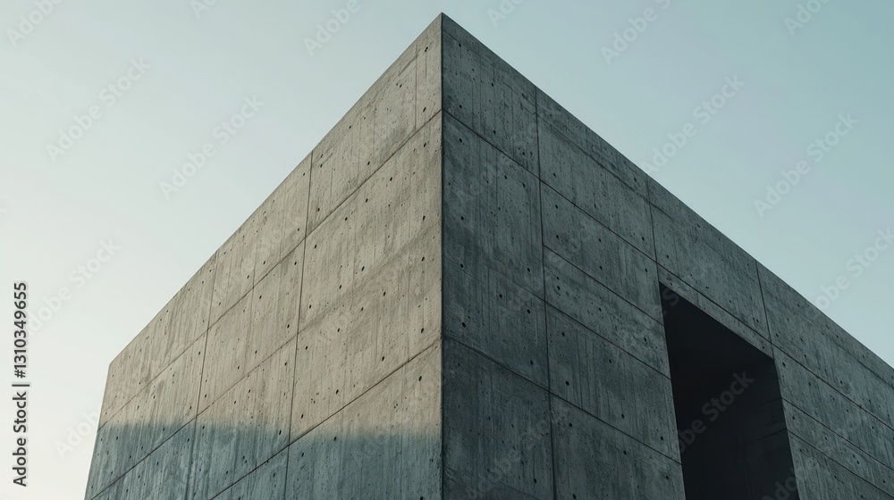 Poster low-angle view of a modern concrete building with a minimalist design.