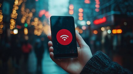 Smartphone displaying a "No Internet Connection" message, symbolizing network issues, offline mode, or connectivity problems