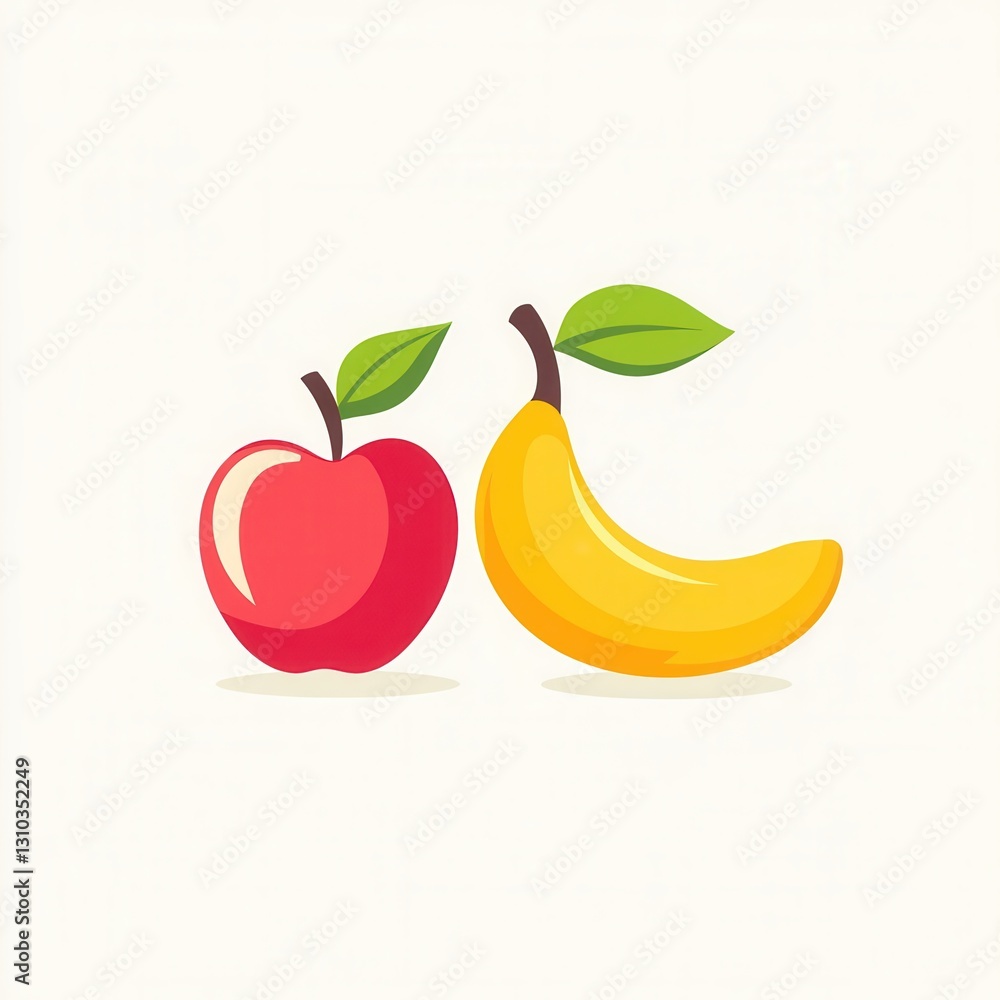 Aufkleber minimalist fruit logo featuring an abstract apple, banana, and pear design against a clean white bac