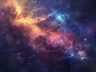 Fototapeta premium Colorful Nebula and Starry Galaxy in Infinite Space - Mystical Cosmos Aesthetic Background