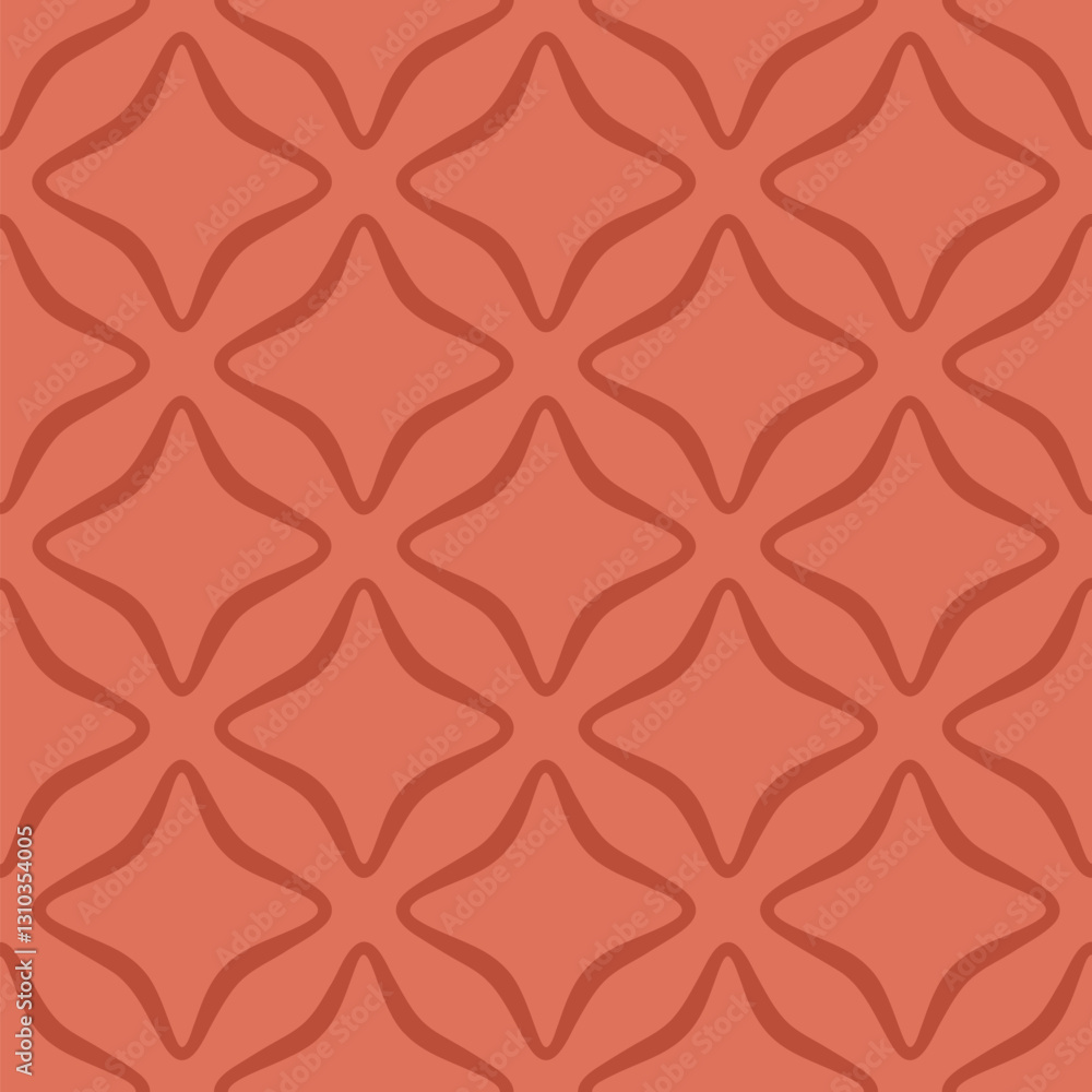 Wall mural simple vector seamless pattern. abstract geometric ornamental texture with curved lines, smooth diam