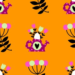 Easter eggs seamless spring pattern for wrapping paper and fabrics