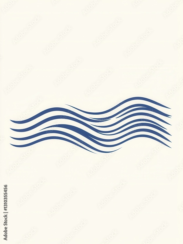 Poster Wavy blue line icon representing calmness in a minimalist abstract style evoking tranquility in design