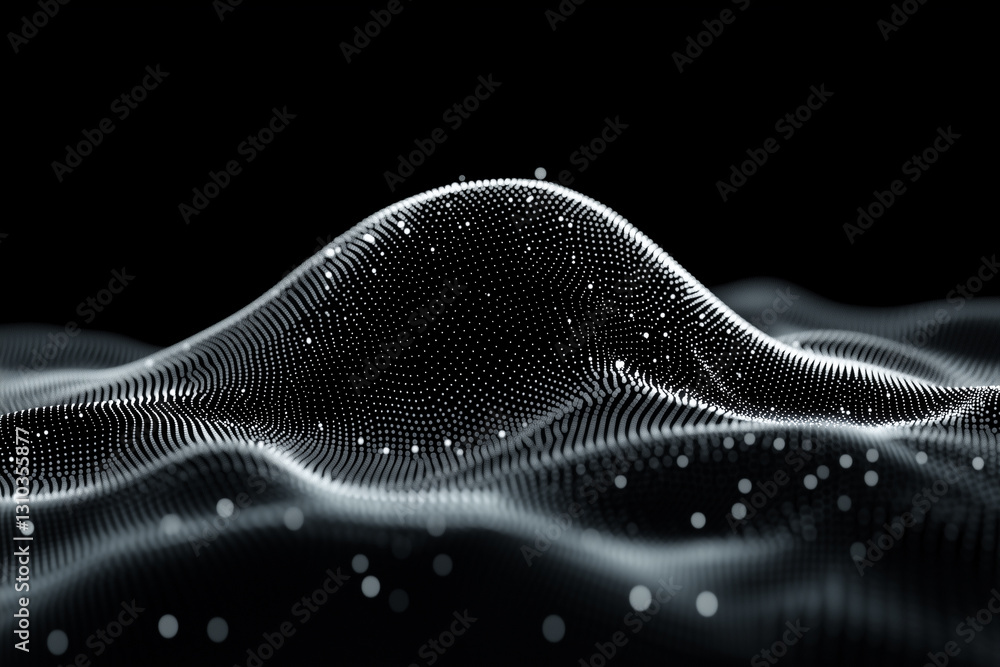 Aufkleber abstract vector graphic of flowing lines and dots in black background for creative design projects
