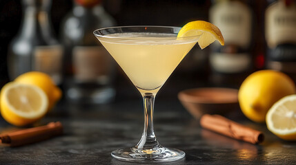 Refreshing cocktail with citrus and a hint of sweetness in an elegant glass setting