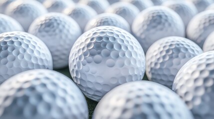 Close-up of many Golf Balls on a Green