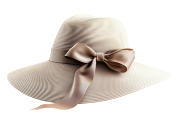Elegant sun hat with a wide brim and satin bow for summer outings and beach days
