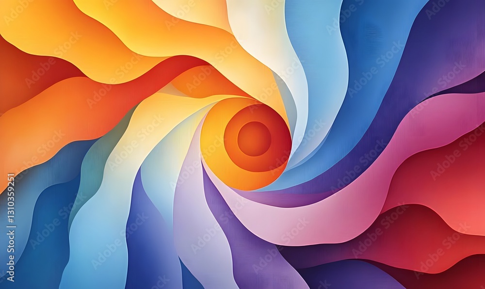 Poster vibrant swirl: abstract colorful layers with circular center design