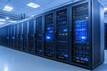 Optimizing data management modern data center technology hub sleek environment aesthetic view innovative infrastructure