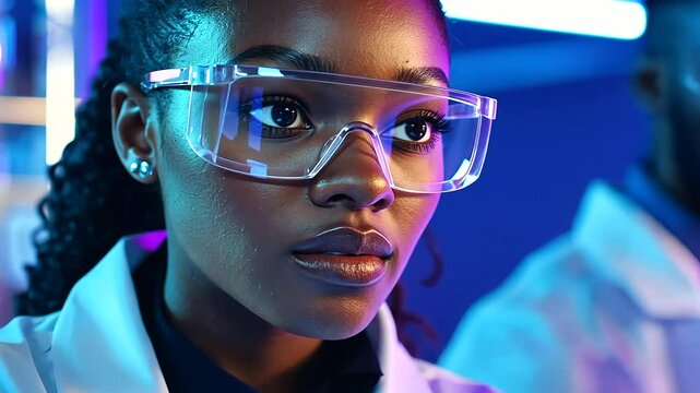 A team of scientists from various backgrounds examines samples in a cutting-edge laboratory setting.