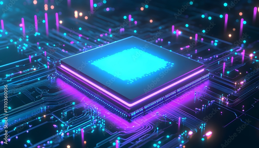 Aufkleber illuminated central processing unit on circuit board