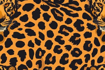 Fototapeta premium Leopard skin texture with copy space. Close-up leopard pattern. Big Cat fur. Leopard spots. Realistic leopard skin. Leopard design texture. Detailed leopard skin close-up. Wild Animal texture.