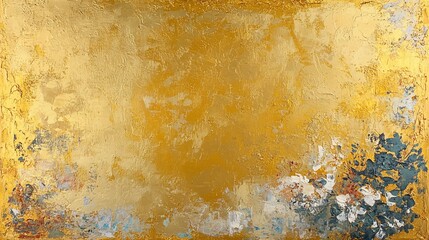 Obraz premium Golden textured abstract painting with subtle color accents.