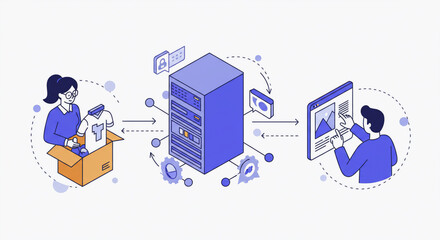 vector of buyers and sellers on social media, online shopping sites, and attractive discounts   