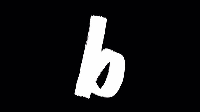 Hand drawn brush animation of letter b in 4K. Animated handwritten letter with smooth brush stroke, isolated on transparent background with alpha channel. Ideal for motion design