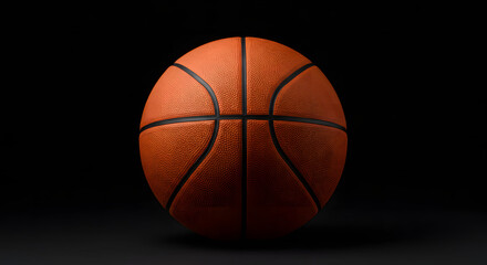 Obraz premium Basketball on Dark Background with Black Lines