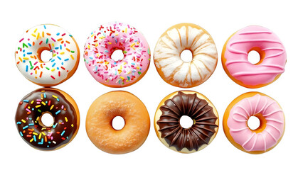 Deliciously Different Donuts Displayed Against a Black Background