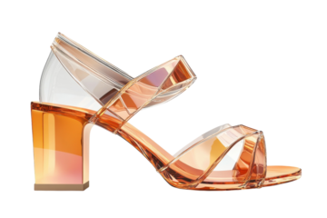 Stylish transparent orange high-heeled sandals perfect for summer events and evening outings
