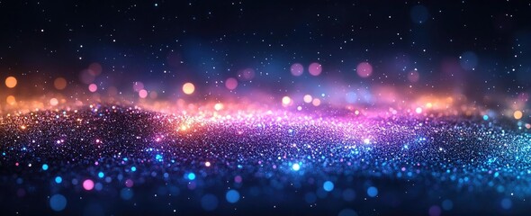 Fototapeta premium Vibrant cosmic landscape with shimmering lights and colors, evoking a sense of wonder and exploration