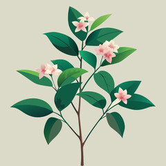 Vibrant floral arrangement with green leaves and delicate blossoms