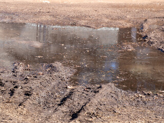 Mud puddle in the driveway