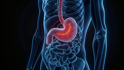 illustration ct scan of  the human digestive system
