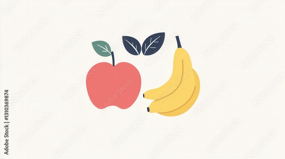 Aufkleber discover a minimalist fruit design featuring an abstract apple, pear, and banana with soft shadows o