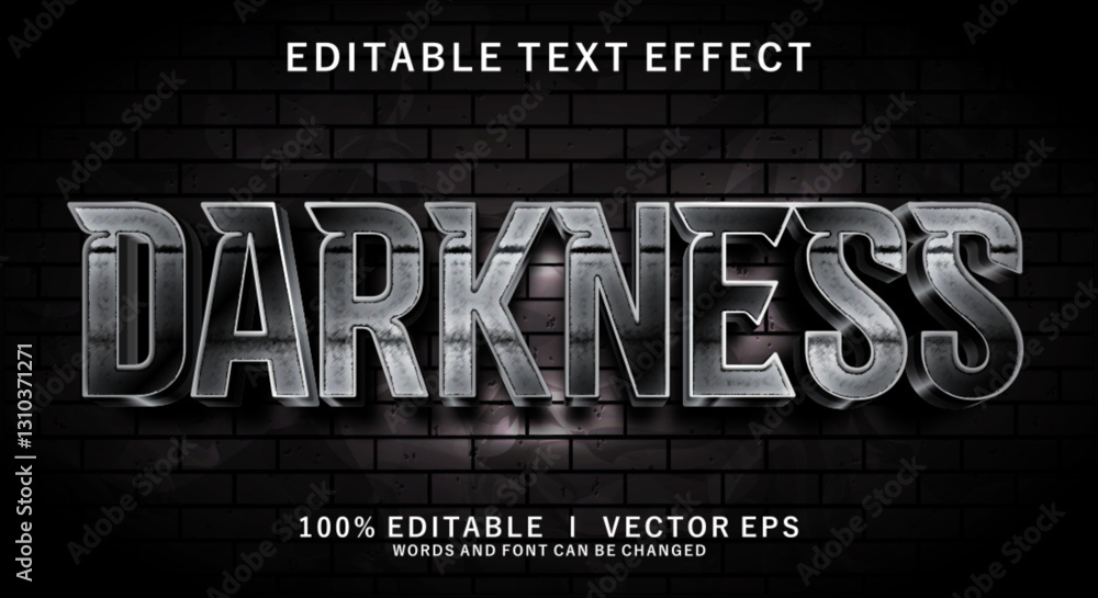 Poster darkness 3d vector text effect with modern style design
