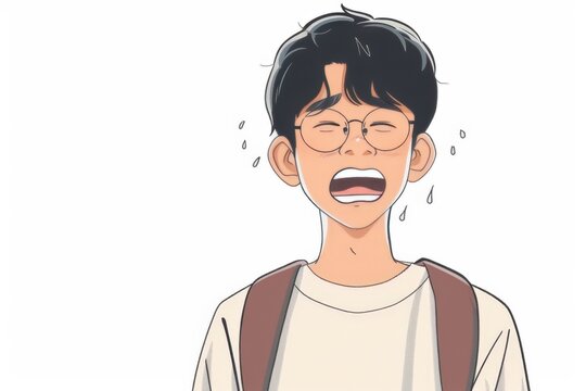 An illustration of a person with a white shirt and brown backpac