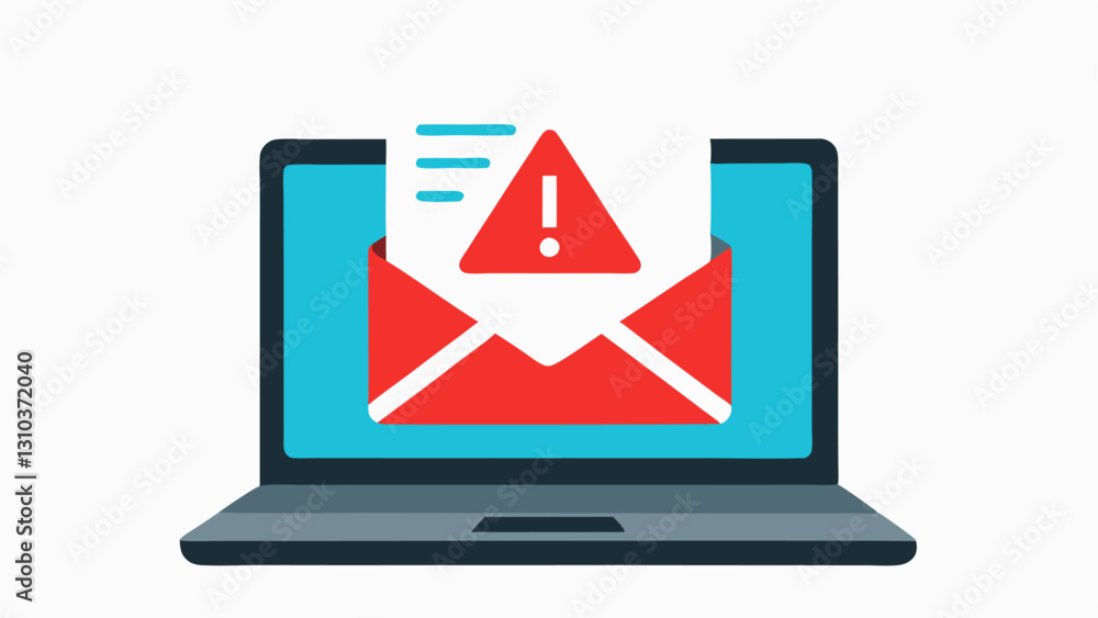 Aufkleber open laptop with warning sign an open laptop displaying a phishing email with a big red warning sign