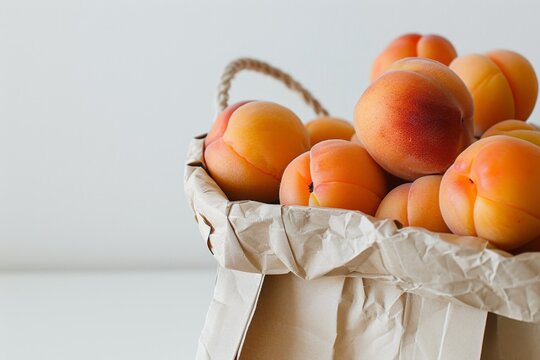 Fresh Peaches in a Paper Basket