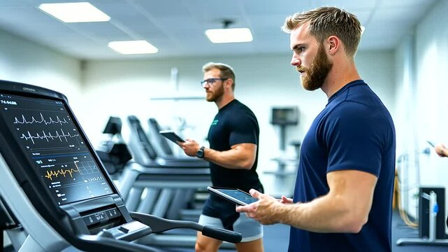 Cutting-edge sports science evaluation featuring an athlete running on a treadmill.
