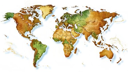 World Map on White Background