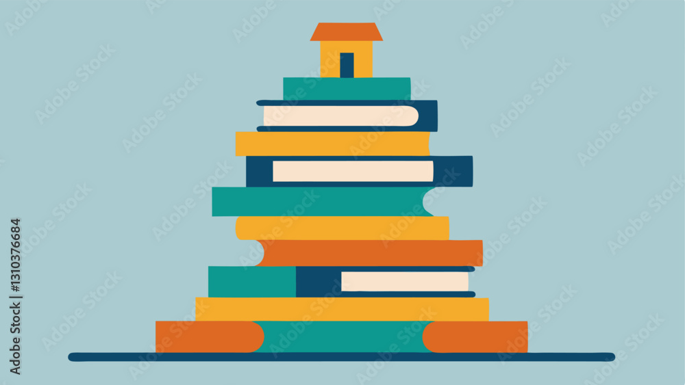 Poster stack of unread books a towering stack of books marked to be read thats clearly old and dusty ing di