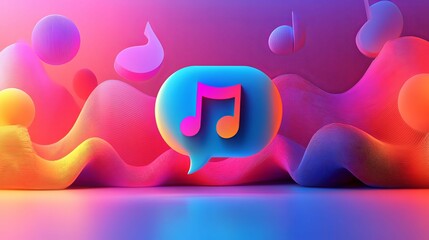 Colorful Abstract Music Note Design With Vibrant Waves